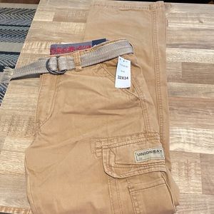 New with tags. Mens khaki cargo pants. Size 32X34